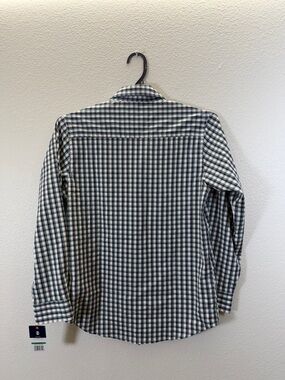 Izod Green and White Check Button-Down Shirt